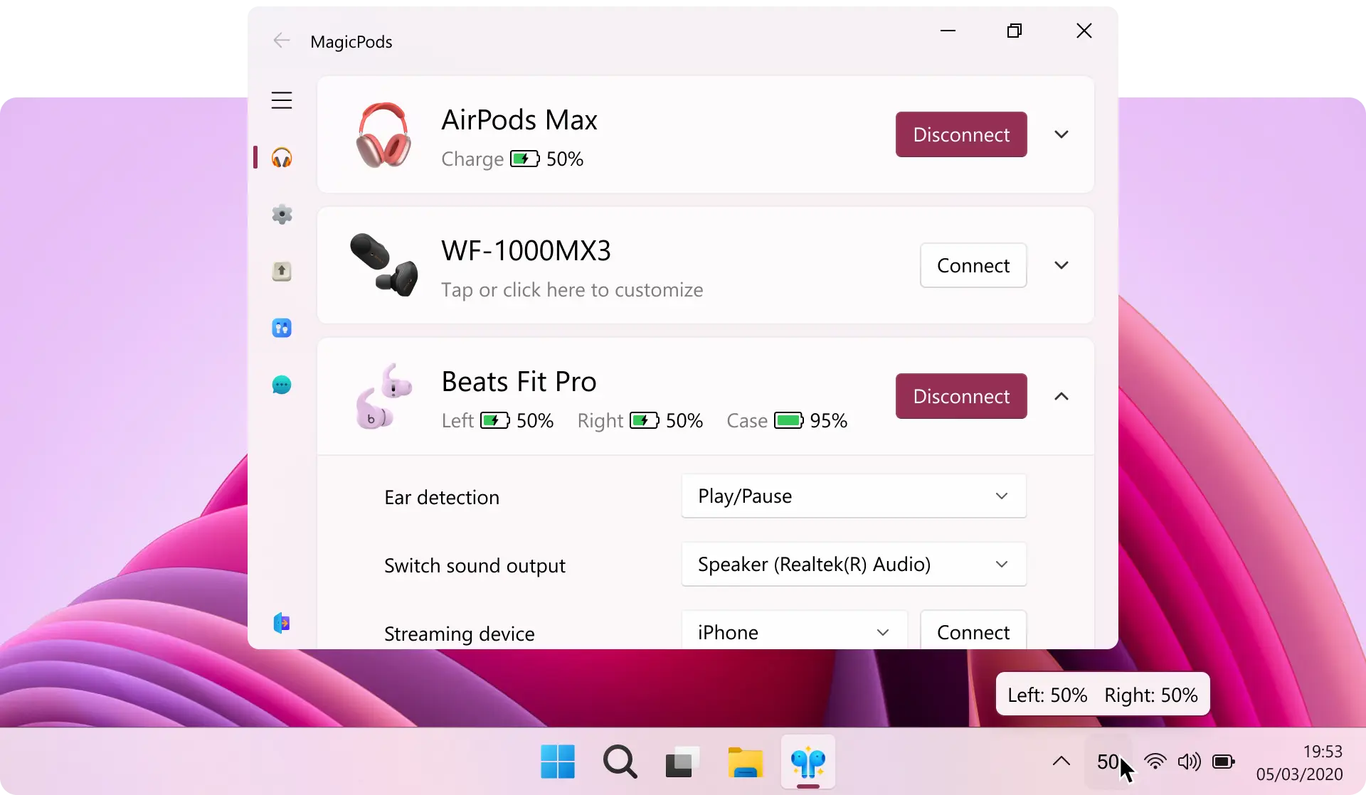 MagicPods: AirPods best friend on Windows