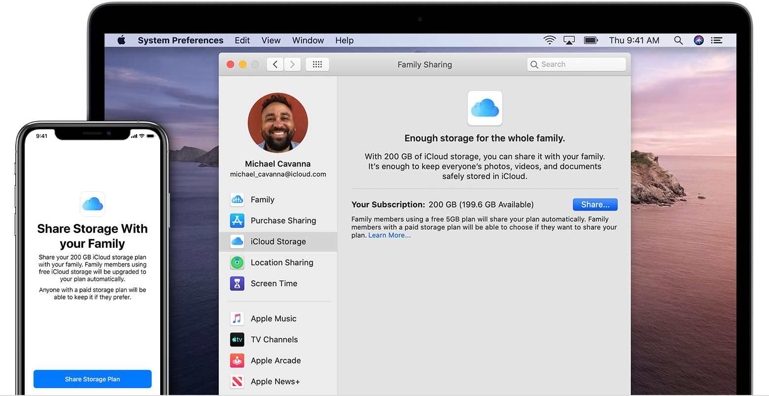 The flexibility of iCloud Family Storage Sharing